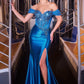 Ladivine KV1144 Off the Shoulder Fitted Satin Gown Lux Draping