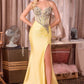 Ladivine KV1144 Off the Shoulder Fitted Satin Gown Lux Draping