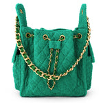 BEACH HAUS Bayshore Small Bucket Bag in Kelly Green, structured handbag with drawstring closure