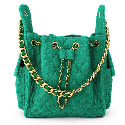 BEACH HAUS Bayshore Small Bucket Bag in Kelly Green, structured handbag with drawstring closure