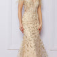 Nox Anabel L1255 Long Embroidered Glitter Applique Fitted Gown