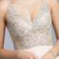 CLEARANCE - Aspeed USA 2055 Illusion Bodice Beaded Long Dress V-Neck (Size XXS)