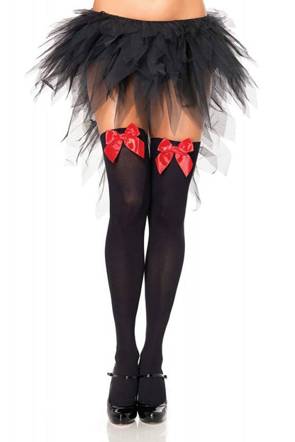 Sugar & Spice stockings by 3wishes.com featuring sheer fabric with lace and bow accents, perfect for stylish legwear.