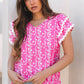 Rayna Floral Ric-rac Tiered Ruffled V Neck Blouse - Farnelli