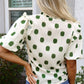 Nylah Polka Dot Shirred Yoke Blouse - Farnelli