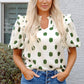 Nylah Polka Dot Shirred Yoke Blouse - Farnelli