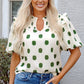 Nylah Polka Dot Shirred Yoke Blouse - Farnelli
