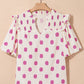 Nylah Polka Dot Shirred Yoke Blouse - Farnelli