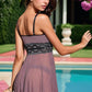 Metallic Lace Flyaway Lingerie Babydoll
