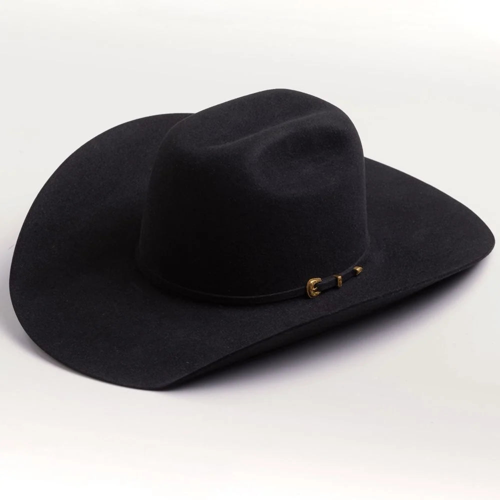 Larry Mahan's Cody 10X fur felt cowboy hat in black, three-quarter view