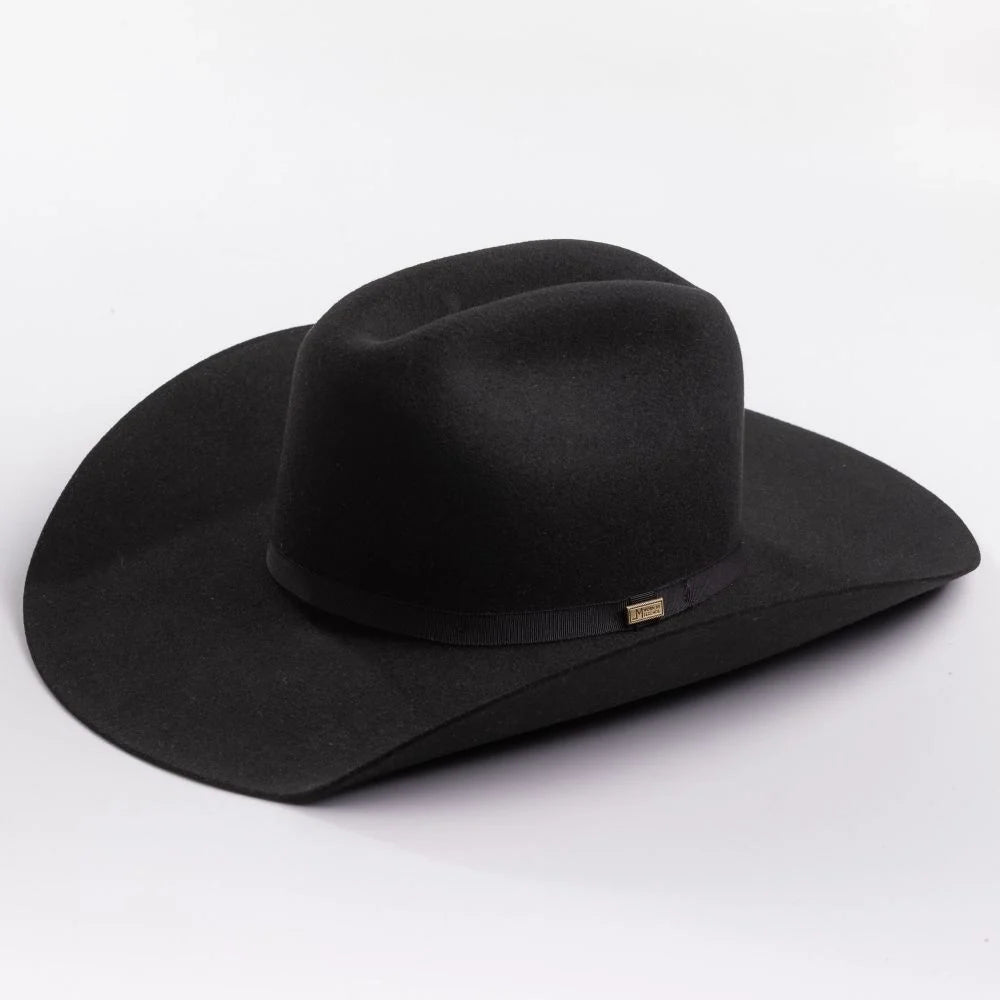 Larry Mahan's Jackson 5X fur felt cowboy hat in black, three-quarter view