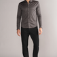 Long Sleeve Button Down Polo Dot // Grey Scale