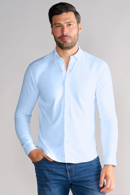Long Sleeve Button Down Polo Solid // Powder Blue