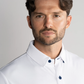 Long Sleeve Button Down Polo Contrast // White Navy