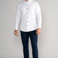 Long Sleeve Button Down Polo Contrast // White Navy