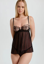 Sheer Mesh Scallop Babydoll Blush Lulu-0