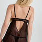 Blush Lulu Black Sheer Mesh Scallop Babydoll-1