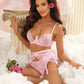 Floral Lace Garter Belt Axami Allure Pink-4