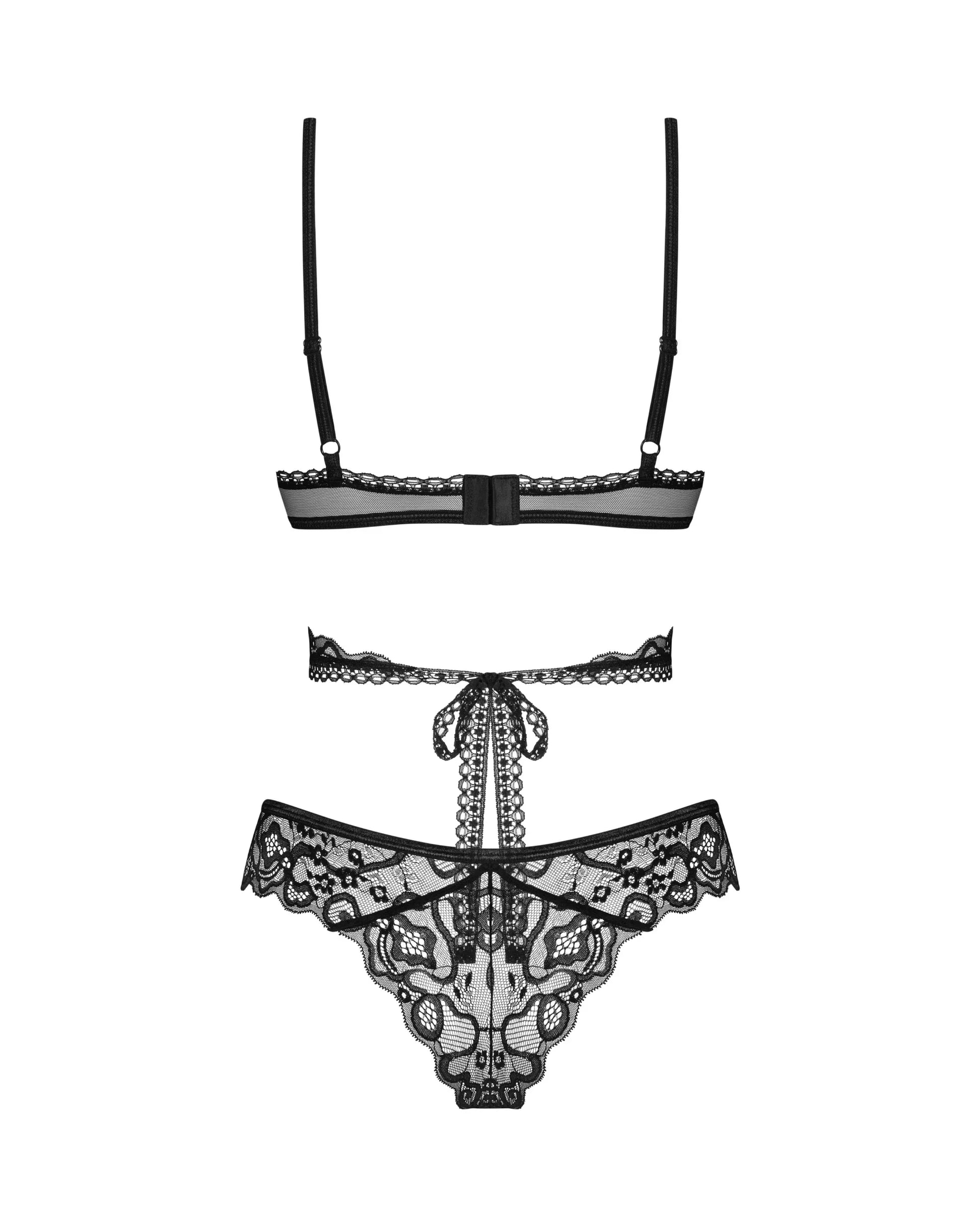 Obsessive Blomentis Soft Lace Bra & Sheer Thong Set-3