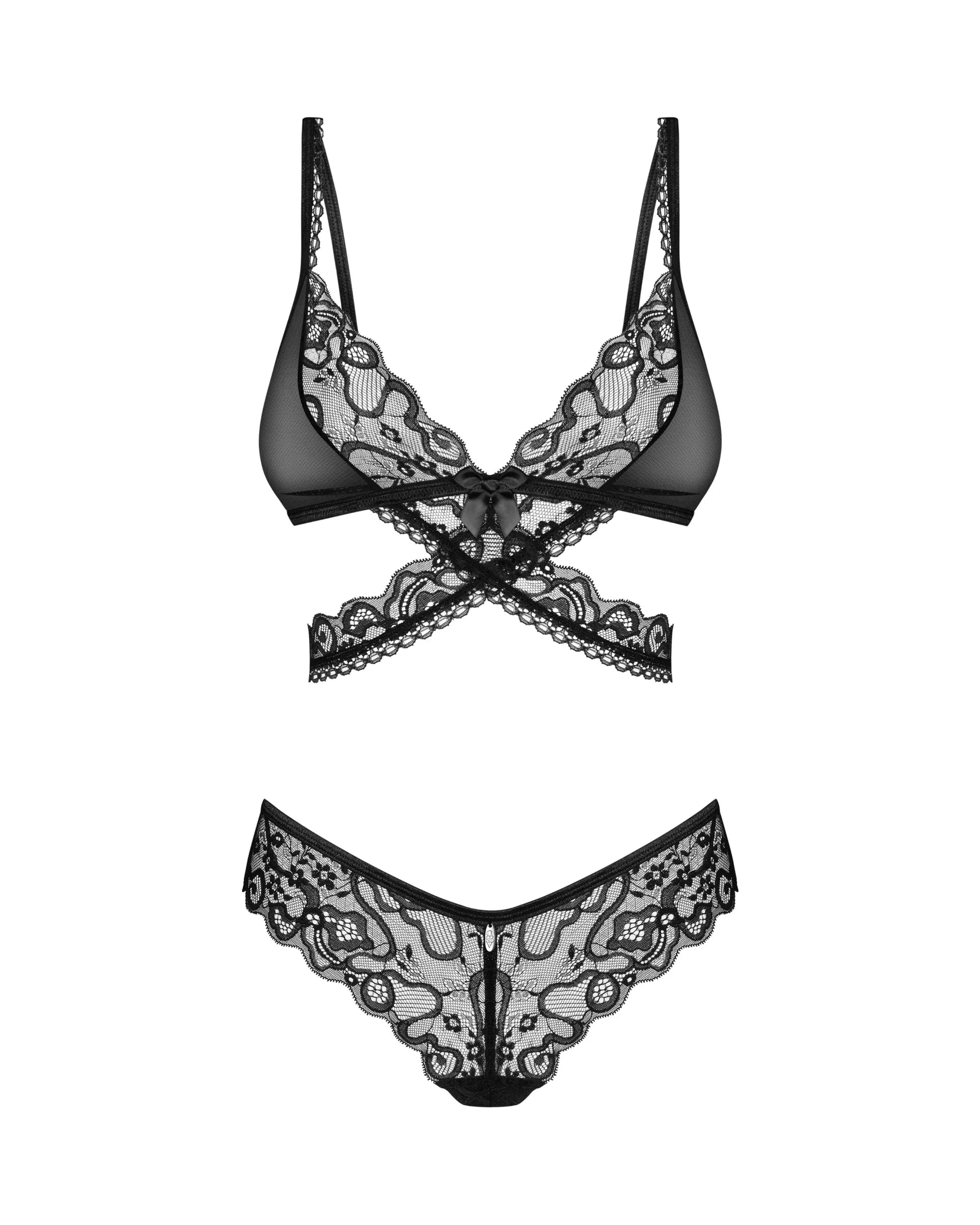 Obsessive Blomentis Soft Lace Bra & Sheer Thong Set-2