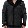 Men’s Black Shearling Winter Leather Jacket - Black