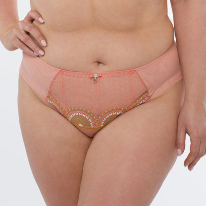 Samanta Lea Apricot Sheer Mesh Tulle Bikini Panty-0
