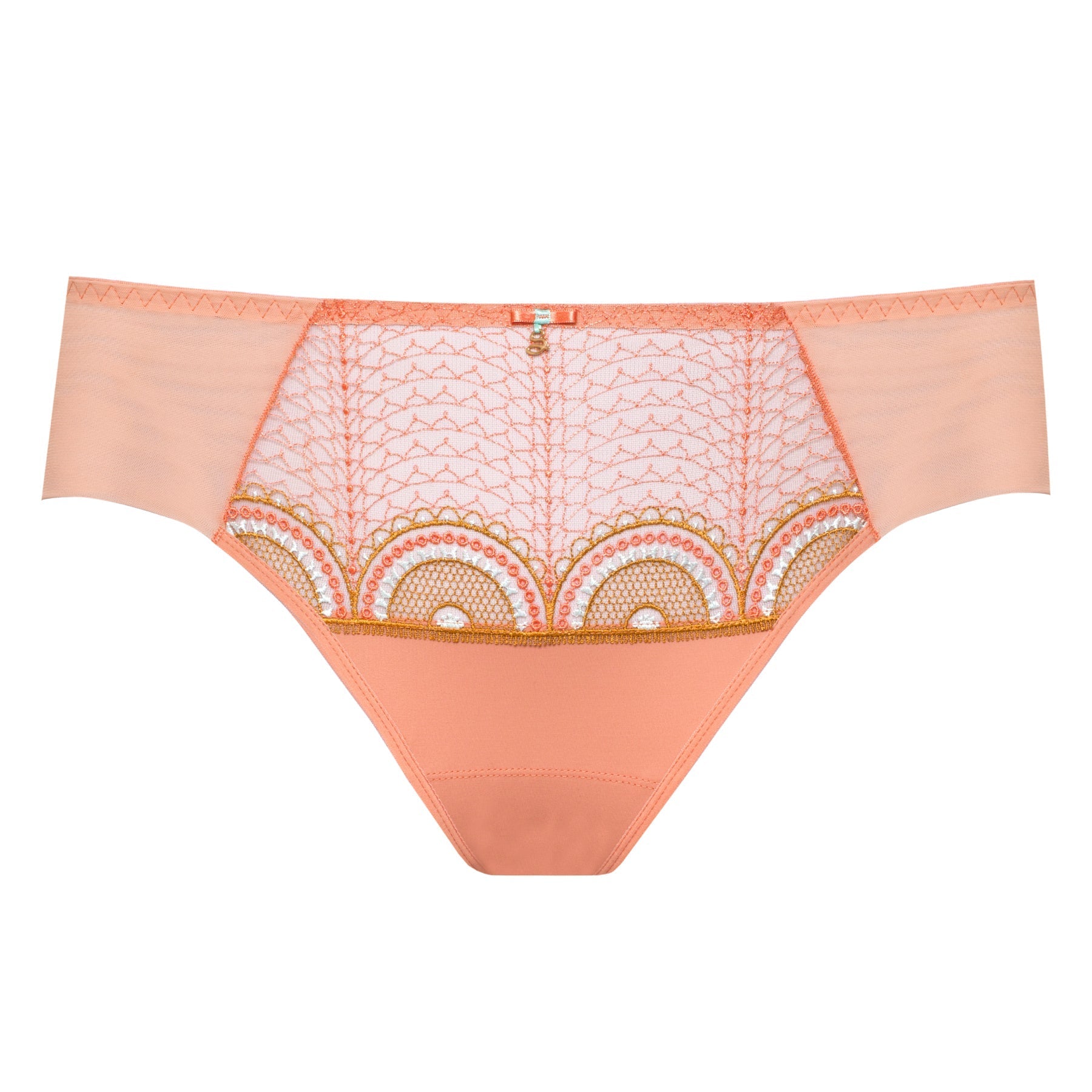 Samanta Lea Apricot Sheer Mesh Tulle Bikini Panty-2