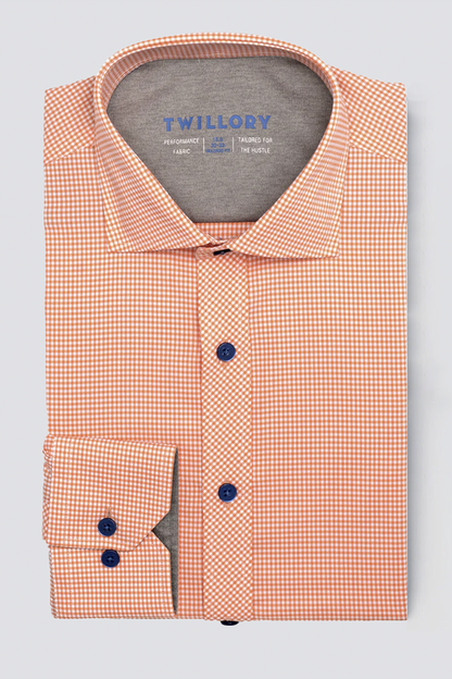Leader Non-Iron Check // Orange