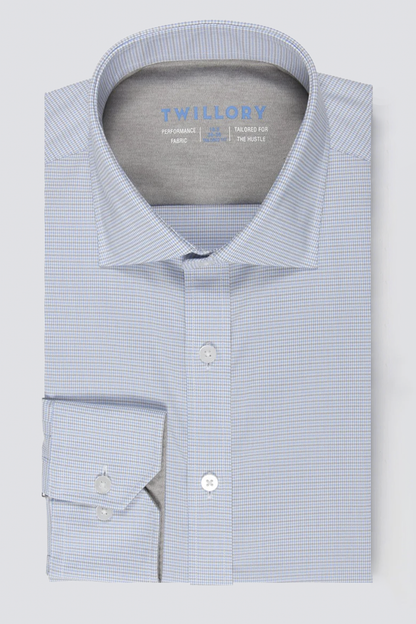 Leader Non-Iron Houndstooth // Grey Blue