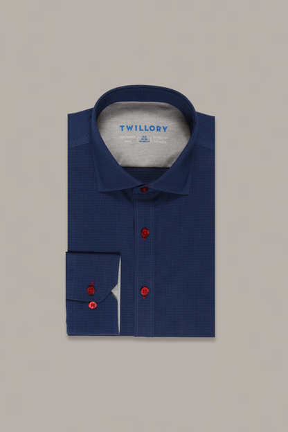 Leader Non-Iron Windowpane // Navy Red Contrast