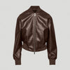 Brown Womens B3  Sheepskin Shearling Aviator Motorbike Leather Jacket - Brown