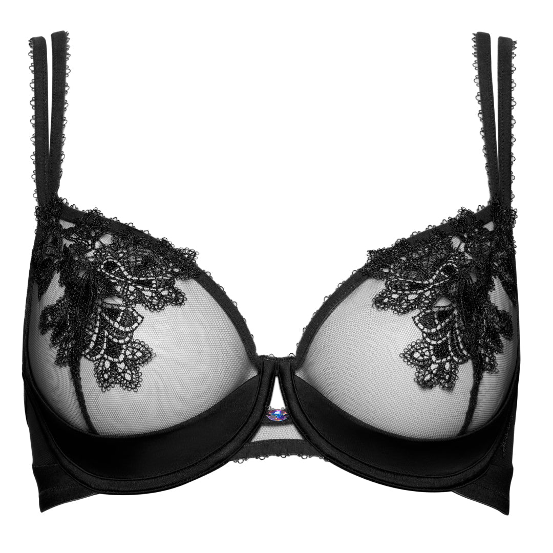 Sexy Sheer Mesh Demi Bra Lisca Peony Black-4