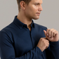 Long Sleeve Button Down Polo Dot // Navy