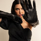 Lucia (black) - Italian unlined 16-button length leather opera gloves