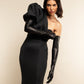 Lucia (black) - Italian unlined 16-button length leather opera gloves