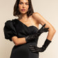 Lucia (black) - Italian unlined 6-button length leather opera gloves