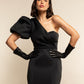 Lucia (black) - Italian unlined 6-button length leather opera gloves