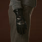 Luciana (black) - Extended women’s Italian lambskin leather gloves with rabbit fur lining