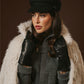 Luciana (black) - Extended women’s Italian lambskin leather gloves with rabbit fur lining