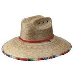 Peter Grimm Luz straw lifeguard hat with wide brim and chin cord shown on a white background
