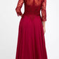 Juliet M11 Appliqued Long A-Line Dress Chiffon Quarter Sleeves