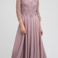 Juliet M11 Appliqued Long A-Line Dress Chiffon Quarter Sleeves