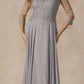 Juliet M12 Quarter Sleeved Embroidered Long A-Line Chiffon Dress