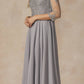 Juliet M12 Quarter Sleeved Embroidered Long A-Line Chiffon Dress