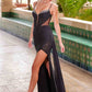Nox Anabel M1702 Illusion Waistline Fully Beaded Draped Hip Dress