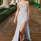 Nox Anabel M1702 Illusion Waistline Fully Beaded Draped Hip Dress