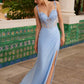 Nox Anabel M1704 Sweetheart Neckline Sheer Boned Waistline Dress with Slit