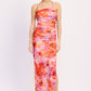 Emory Park Serena midi dress with a colorful floral pattern, flowing fabric, and a fitted waist, perfect for casual or semi-formal wear.