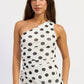 Emory Park Alessandra top in white and black, stylish sleeveless blouse with a relaxed fit and scoop neckline.