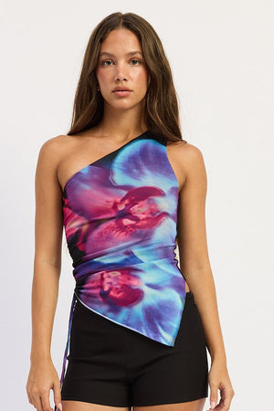 Emory Park Allie Top with black floral pattern, casual women's blouse, lightweight and stylish for everyday wear.